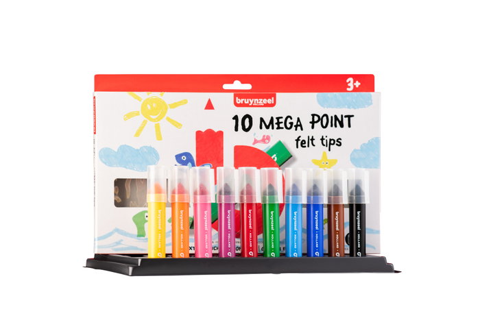 Bruynzeel Estuche de 10 rotuladores Kids punta extra gruesa
